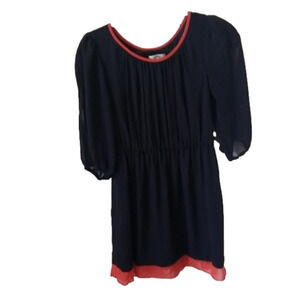 Sweet Storm Girls size Lg Navy & Orange trimpullover dress